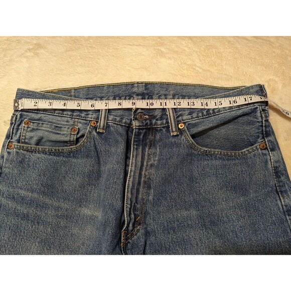 Levi's 505 Straight Leg Denim Blue Jeans Mid Wash 36 X 34 - Picture 6 of 11